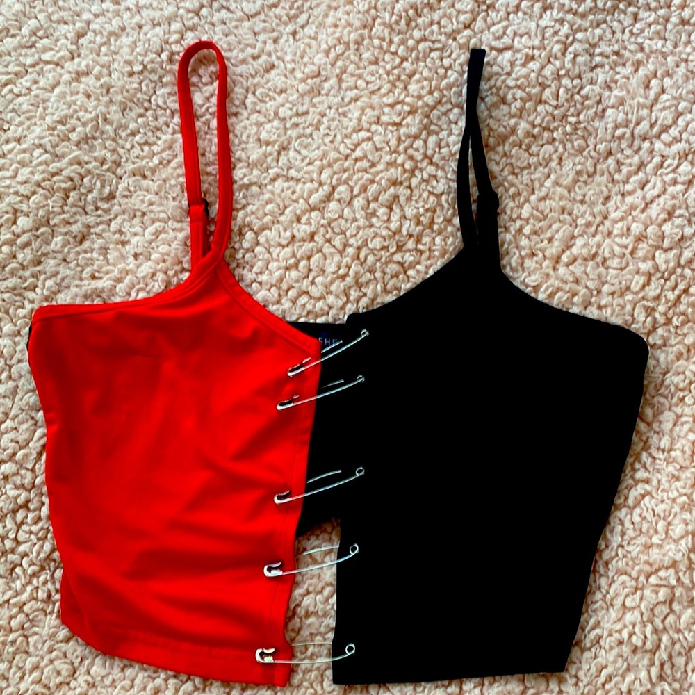 Black and red shein crop top